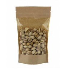 Пакет дой-пак 225*135*35 бумажный крафт окно 140мм с застежкой зип лок (уп50)