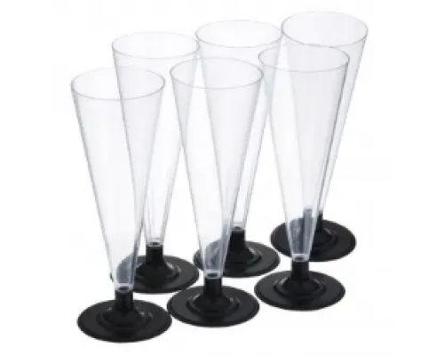 Фужер 150мл Кристалл Конус прозрачный черная ножка Фужер 150мл Кристалл Конус прозрачный черная ножка