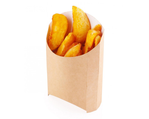Упаковка для картофеля ФРИ Eco Fry M 50*105*110 (уп50/1200кор) крафт купить в Магнитогорске в Упакофф