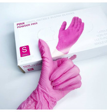 Перчатки винил+нитрил розовые S (уп 100шт) 