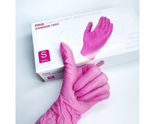 Перчатки винил+нитрил розовые S (уп 100шт)  купить в Магнитогорске в Упакофф