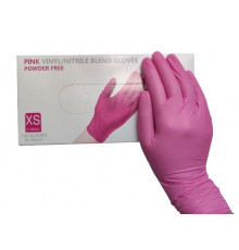 Перчатки винил+нитрил розовые XS (уп 100шт) 