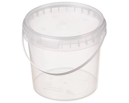 Ведро пищевое 1,1л с крышкой и замком прозр (уп 20)
