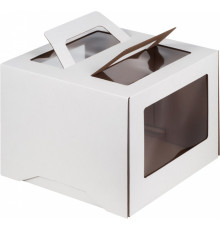 Коробка для торта 240*240*200мм с окном и ручками