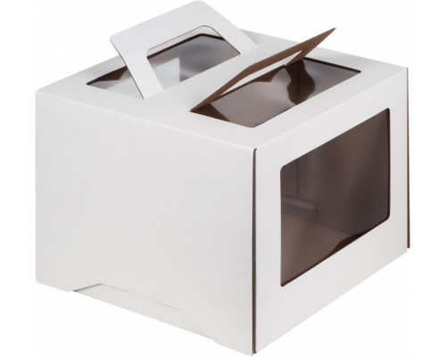 Коробка для торта 240*240*200мм с окном и ручками купить в Магнитогорске в Упакофф