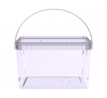 Ведро пищевое 2л прямоугольное с крышкой прозр (уп 50)