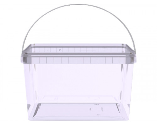 Ведро пищевое 2л прямоугольное с крышкой прозр (уп 50)