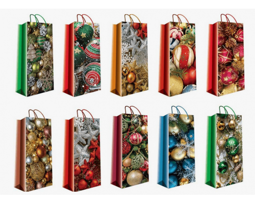 Пакет подарочный под бутылку 120*360*90 НОВЫЙ ГОД в ассортименте