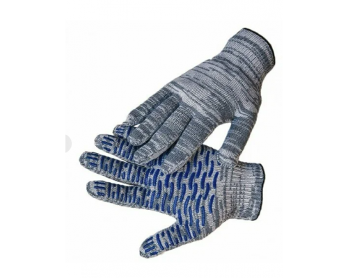 Перчатки х/б 10 класс 5 нитей с ПВХ серые Перчатки х/б 10 класс 5 нитей с ПВХ серые