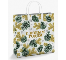 Пакет с пластиковой ручкой 30*30*10 150мкм НОВЫЙ ГОД мягкий пластик в ассортименте