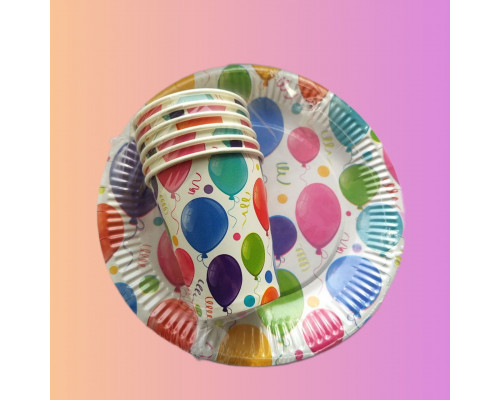 Набор посуды "Шары белые" (стакан 250мл 6шт+тарелка 230мм 6шт)