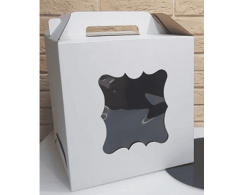 Коробка для торта 300*300*300мм СУНДУЧОК белая с окном Коробка для торта 300*300*300мм СУНДУЧОК белая с окном