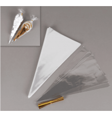 Пакет БОПП конус (Морковка) 160*300мм набор с зажимом в упак 100шт