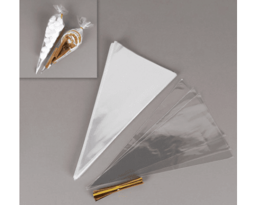 Пакет БОПП конус (Морковка) 160*300мм набор с зажимом в упак 100шт