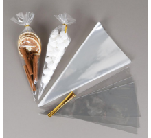 Пакет БОПП конус (Морковка) 180*370мм набор с зажимом в упак 100шт