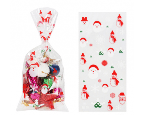 Пакет БОПП НГ 13*27см Новый год набор в упак 50шт рисунок в ассортименте