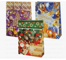 Пакет подарочный бумажный 40,5*24,8*9 НОВЫЙ ГОД НГ рисунок в ассортименте