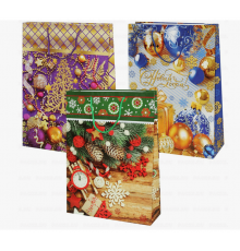 Пакет подарочный бумажный 47*33*10 НОВЫЙ ГОД НГ рисунок в ассортименте