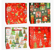 Пакет подарочный бумажный 16*16*7,6 НОВЫЙ ГОД НГ рисунок в ассортименте