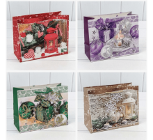 Пакет подарочный бумажный 33*47*9 НОВЫЙ ГОД НГ горизонтальный рисунок в ассортименте