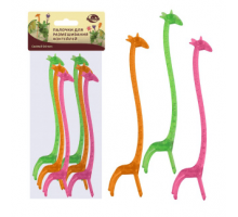 Размешиватель пластиковый 140мм Жираф цвет в ассортименте 8шт в упак
