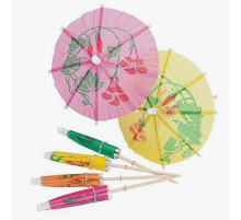 Пика для канапе 10см Зонтик дерево 20шт в упак в ассортименте Пика для канапе 10см Зонтик дерево 20шт в упак в ассортименте