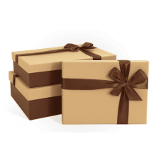 Коробка подарочная 29*19*8 с бантом тиснение РОМБ-крупный карамель-шоколадный