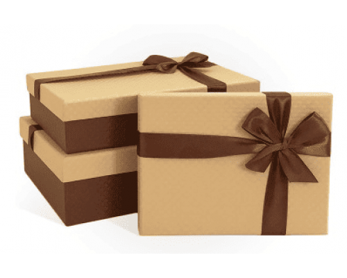 Коробка подарочная 29*19*8 с бантом тиснение РОМБ-крупный карамель-шоколадный