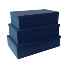 Коробка подарочная 40*25*10 тиснение ЛЕН темно-синий