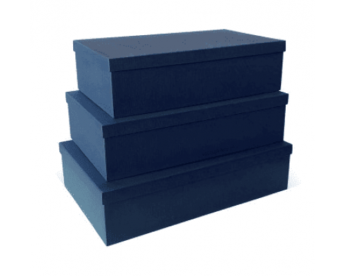Коробка подарочная 40*25*10 тиснение ЛЕН темно-синий