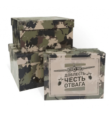 Коробка подарочная 21*17*11 МУЖСКАЯ КОЛЛЕКЦИЯ доблесть честь отвага