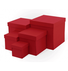 Коробка подарочная 12*12*12 тиснение РОГОЖКА КУБ красный моно