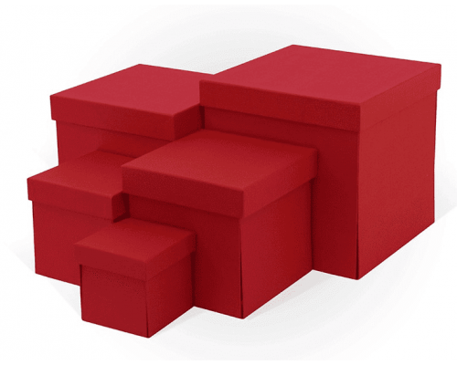 Коробка подарочная 12*12*12 тиснение РОГОЖКА КУБ красный моно