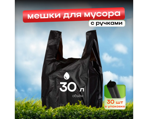 Мешок для мусора ПНД 30л 30шт с ручками Дружок