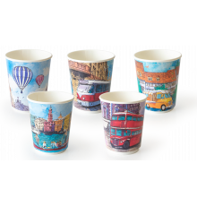 Стакан бумажный 450мл D90 с рисунком в ассортименте