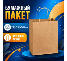 Пакет бумажный с круч. ручками 280*240*140 крафт (кор300шт)