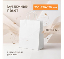 Пакет бумажный с круч. ручками 250*220*120 белый