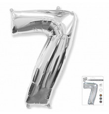 Шар фольгированный 40"/102см Цифра 7 серебро (5)