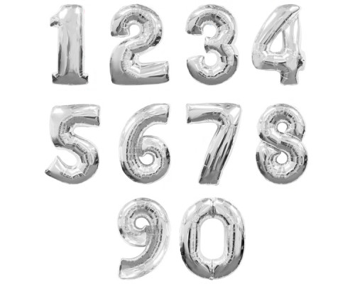 Шар фольгированный 40"/102см Цифра 1 серебро (5)