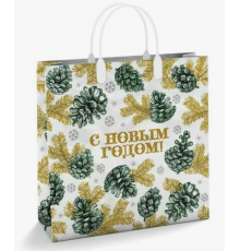 Пакет с пластиковой ручкой 30*30*10 150мкм НОВЫЙ ГОД НГ мягкий пластик в ассортименте