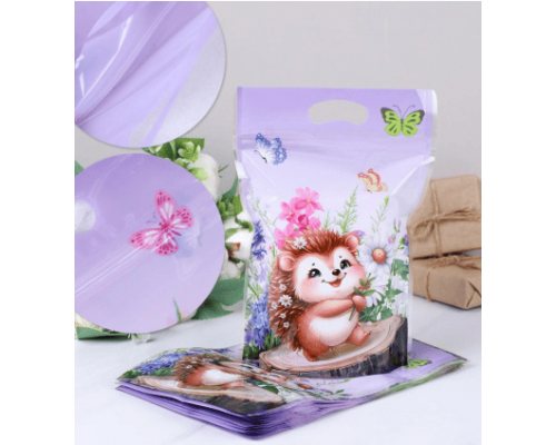 Мешочек подарочный 15*23см zip lock с ручками рисунок в ассортименте (уп50шт)
