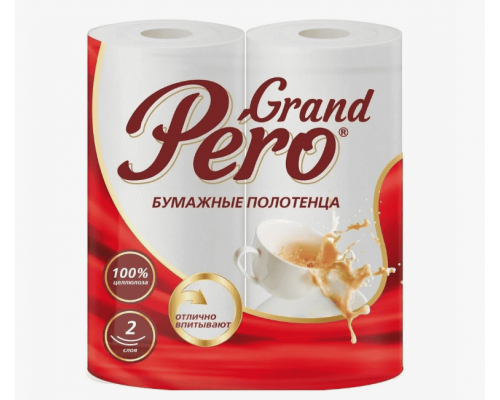 Полотенце бумажное Перо 2-х слойные (уп 2шт) (12уп)